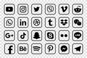 Legen Sie beliebte Social-Media-Symbole fest. facebook, instagram, twitter, youtube, pinterest, behance, google plus, linkedin, whatsapp, snapchat, tick tack, tumblr, spotify, dropbox und viele mehr