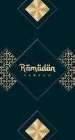 ramadan kareem gratulationskort set. ramadan semester inbjudningar mallar samling med guld bokstäver och arabiska mönster vektor