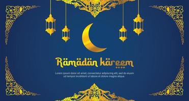 schönes Ramadan Kareem Feierbanner mit Lampendekoration vektor