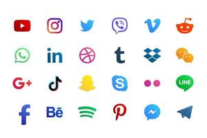 Legen Sie beliebte Social-Media-Symbole fest. facebook, instagram, twitter, youtube, pinterest, behance, google plus, linkedin, whatsapp, snapchat, tick tack, tumblr, spotify, dropbox und viele mehr