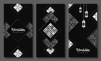 Ramadan Kareem-Grußkarten-Set. Ramadan-Urlaubseinladungen-Vorlagen-Sammlung mit goldener Schrift und arabischem Muster. Vektor-Illustration vektor