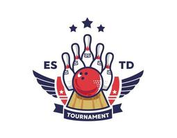 Bowling mit Wings-Logo für alle Arten von Teams und Events vektor