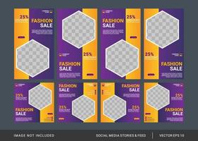 gradient mode inlägg och berättelser mall för sociala medier vektor