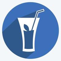 Kräutergetränk-Symbol im trendigen langen Schatten-Stil isoliert auf weichem blauem Hintergrund