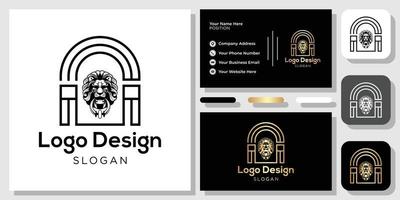 Logo-Design Royal Gate Goldlöwe mit Visitenkartenvorlage vektor