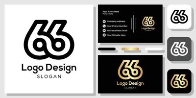 logotyp design nummer 66 svart guld med visitkortsmall vektor