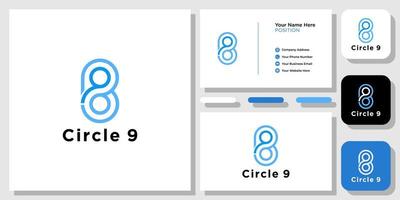 cirkel nio nummer oändlighet blå med visitkortsmall vektor