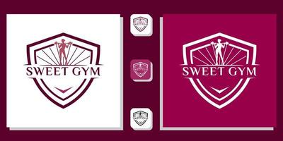 söt gym symbol fitness studio träning med app mall vektor
