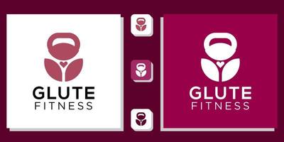 Glute Fitness Symbol Kombination Kettlebells Kreis Gesundheit Beine mit App-Vorlage vektor