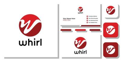 Wirbelsymbol Kreis Anfangsbuchstabe rot mit Visitenkartenvorlage vektor