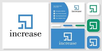 öka symbol fyrkantig geometrisk pil tillväxt med visitkortsmall vektor