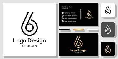 logotyp design nummer 6 svart guld med visitkortsmall vektor