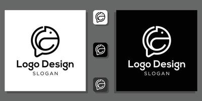 logotyp design kameleont bubbla prata chatt med app mall vektor