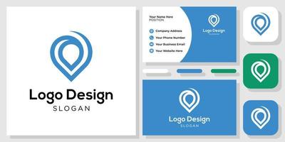 logotyp design symbol pin plats blå plats position med visitkortsmall vektor