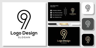 logotyp design nummer 9 svart guld med visitkortsmall vektor