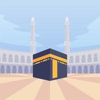 Arabisches moslemisches Kaba-Mekka mit flachem Vektor der modernen Karikatur