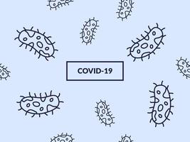 Virushintergrundmusterbakterien mit blauem Hintergrund und Liniensymbolillustration vektor