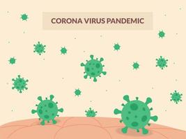 virus corona covid-19 banner eller bakgrundsmall med mänsklig hud med modern platt stil vektor