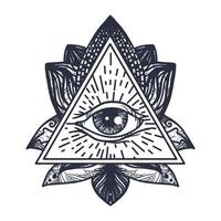 Auge auf Lotus Tattoo vektor