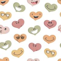 bunte Herz-Emoticons-Set. Herzgesichter mit verschiedenen Emotionen. verschiedene bunte Herzen. Emoji-Gesichter Emoticon-Lächeln, digitaler Smiley-Ausdruck Emotionsgefühle, Liebe, Valentinstag vektor