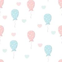 süße zarte rosa Luftballons mit Herzen. minimalistisches Muster zum Valentinstag. vektor