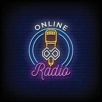 Online-Radio-Neonzeichen-Stil-Text-Vektor vektor