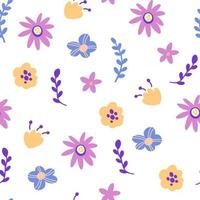 Blumen nahtlose Muster. Frühlingsblumenhintergrund. kreative blühende Textur. ideal für Stoff, Textil. Vektor-Cartoon-Illustration vektor