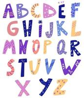 dekoratives englisches alphabet. Ideal für Bildung, Wohnkultur für Zitate, Poster, Karten und Kindermodedrucke, Geburtstag. Gestaltungselemente für Scrapbooking. handgezeichnete Buchstaben. Vektor-Illustration vektor