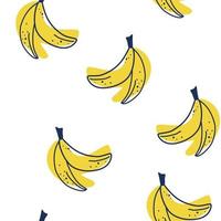 Banane nahtloses Muster. süße Frucht. Konturzeichnung mit farbigen Flecken. Essen Hintergrund. für Speisekarten von Restaurants, Geschäften und Druck, Tapeten, Textilien. Vektor-Cartoon-Illustration vektor