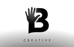 Buchstabe b-Logo mit Hand-Silhouette-Vektor-Symbol-Illustration. kreativer handlogo brief vektor