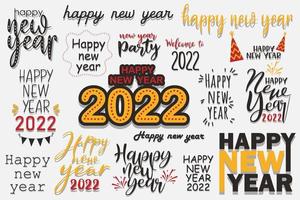Satz verschiedener Schriftzüge mit Frohes neues Jahr 2022 Vektor