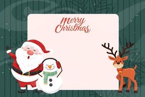 Frohe Weihnachtskarte mit Weihnachtsmann und Freunden vektor