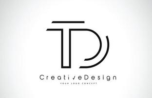td td brief Logo-Design in schwarzen Farben. vektor