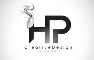 HP Letter Logo-Design mit schwarzem Rauch. vektor