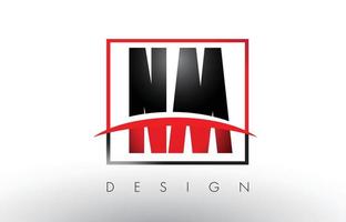 nm nm logotyp bokstäver med röda och svarta färger och swoosh. vektor