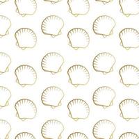 Vektor Goldfolie Muscheln Musterdesign Textur Hintergrund. perfekt für Tapeten, Scrapbooking, Einladungen zu besonderen Anlässen oder Dekordruck.