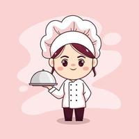 süß und kawaii weiblicher Koch Cartoon Manga Chibi Vektor-Charakter vektor