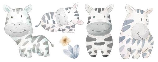 Vektor-Illustration Aquarell Set von entzückenden Zebras für Ihr Design.