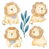 Vektor-Illustration Aquarell-Set von entzückenden Löwen für Ihr Design. vektor