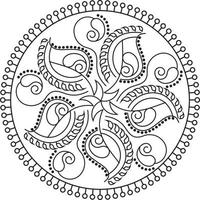 indische traditionelle und kulturelle Rangoli-, Alpona-, Kolam- oder Paisley-Vektorgrafiken. bengalische Kunst Indien. für Textildruck, Logo, Tapete vektor