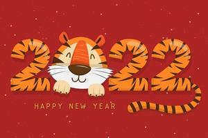 2022 Tiger-Jahr-Typografie-Design. Tiger ist traditionelle Elemente und chinesisches Tierkreiszeichen.
