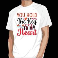 du håller nyckeln till mitt hjärta valentine's t-shirt design vektor