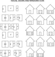 illustration vektorgrafik av hus, dörrar och fönster ikon vektor