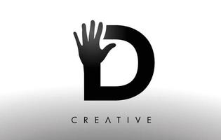 Buchstabe d-Logo mit Hand-Silhouette-Vektor-Symbol-Illustration. kreativer handlogo brief vektor