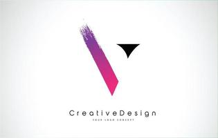 v bokstavslogotypdesign med kreativt rosa lila penseldrag. vektor
