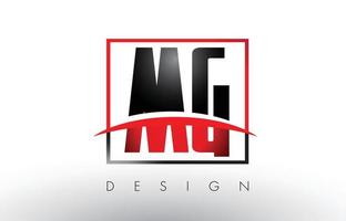 mg mg Logobuchstaben mit roten und schwarzen Farben und Swoosh. vektor