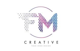 fm fm rosa Magenta gepunktete Blase Buchstaben Logo Design Vektor