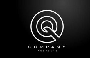 q weißes Alphabet Buchstaben-Logo-Symbol mit schwarzer Farbe. kreatives Design für Unternehmen und Unternehmen vektor
