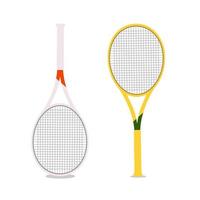 Vektor-Illustration mit zwei Schlägern isoliert. Tennisschläger in Weiß und Gelb auf weißem Hintergrund. vektor