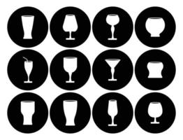 Cocktailglaslinie Symbole flach gesetzt, Umriss Vektor Symbolsammlung, Glas beinhaltet Symbole flach